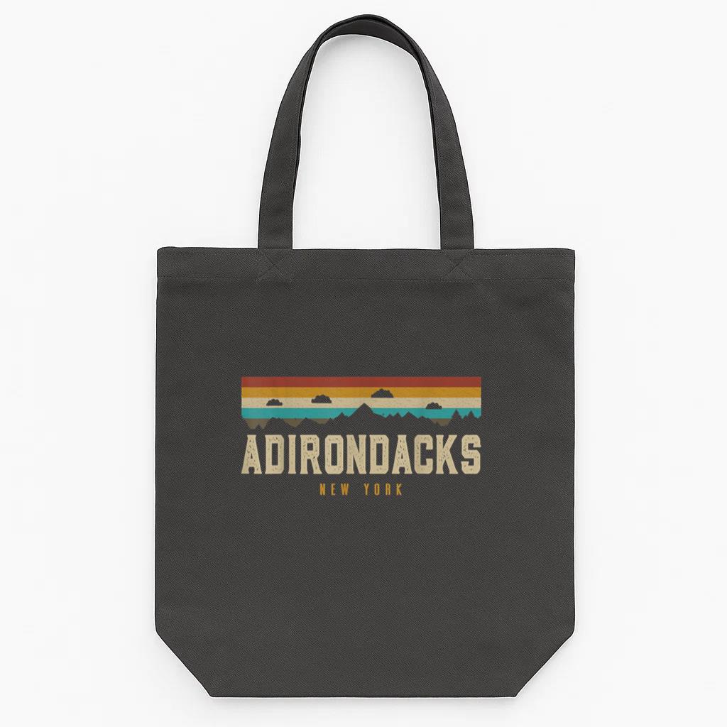 Adirondacks Vintage Mountains Hiking Camping Tote Canvas Bag