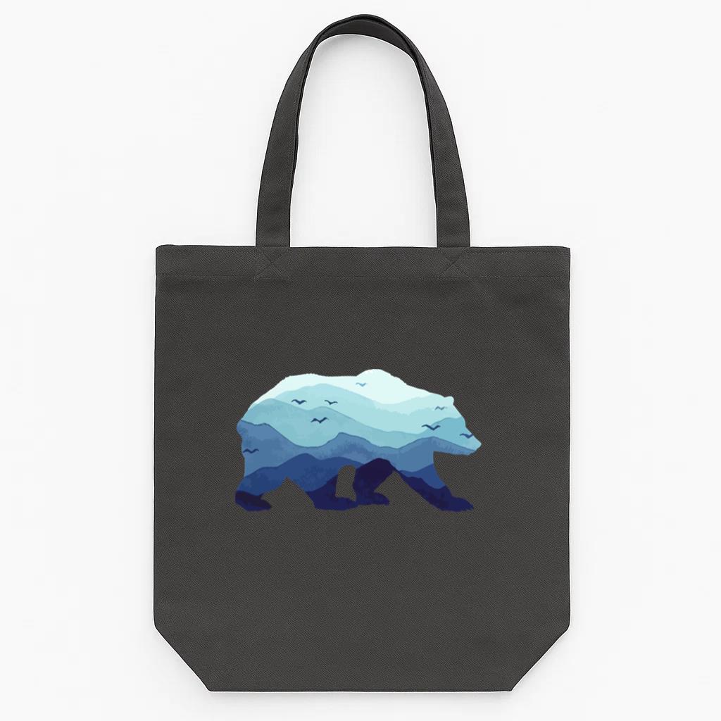 Bear Mountains Grizzly Hiking Camping Tote Canvas Bag