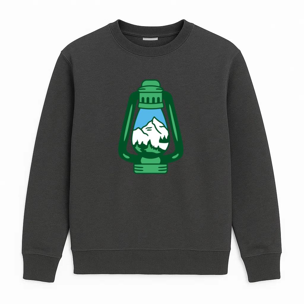 Green Lamp With Mountain Scenery Design Sweatshirt