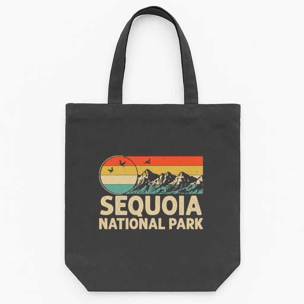 Hiking Camping Retro Style Sequoia National Park Tote Canvas Bag