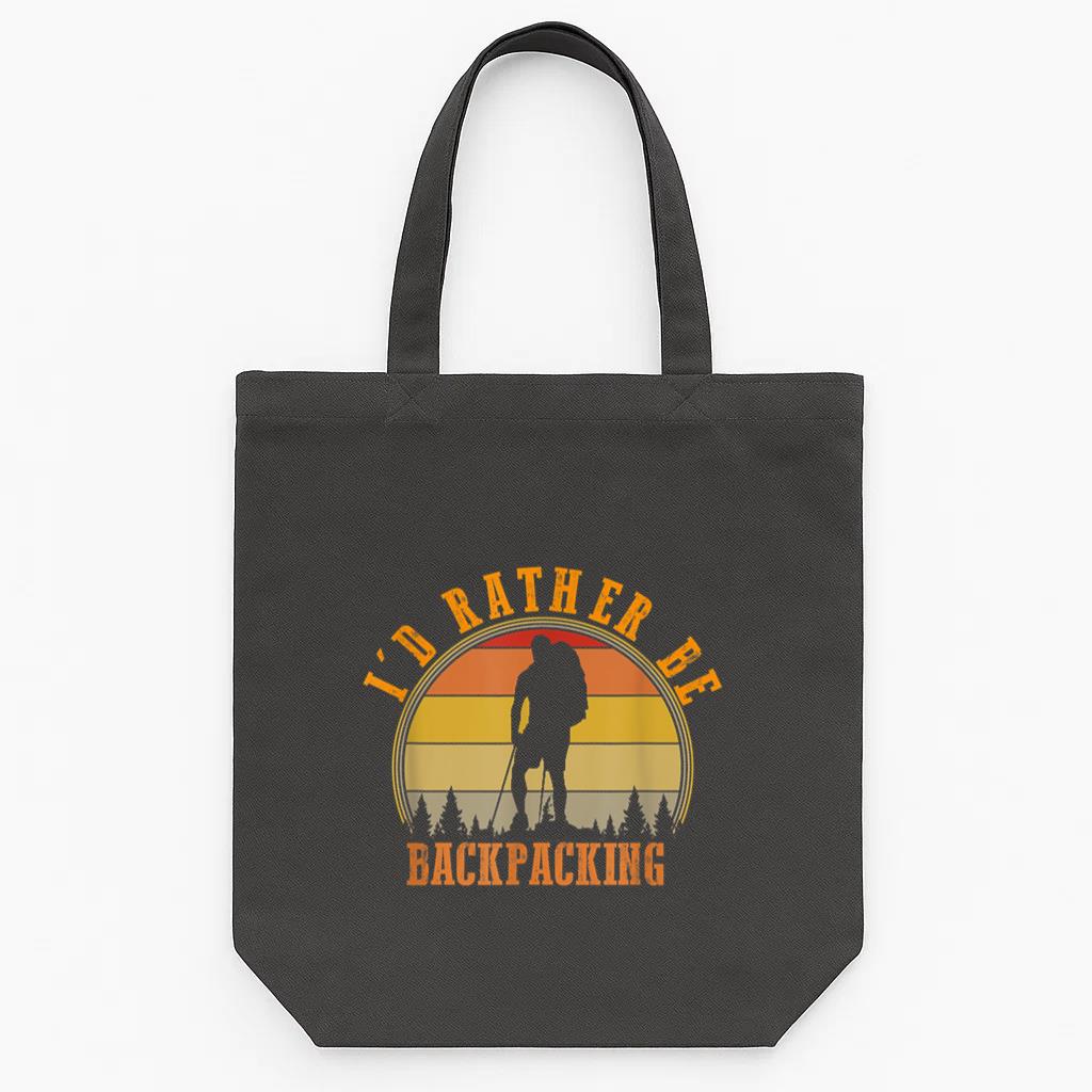 Id Rather Be Backpacking Hiking Camping Tote Canvas Bag
