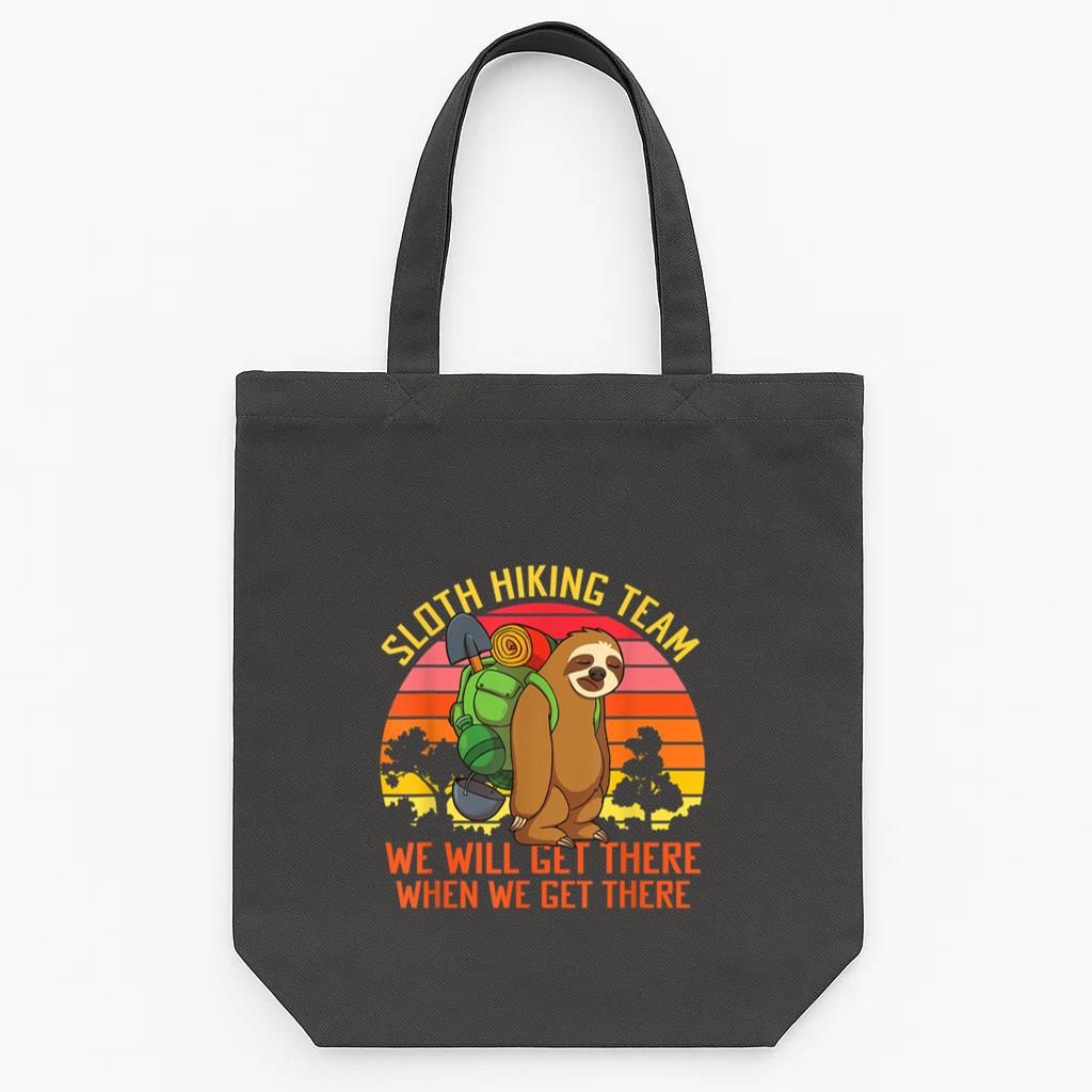 Sloth Hiking Team Well Get There When We Get There Tote Canvas Bag
