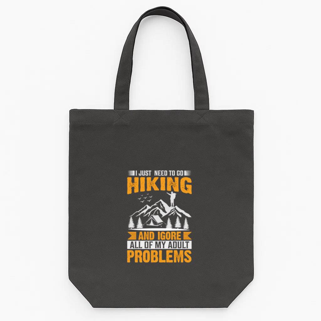 Traveler Hiking Joyful Scenic Tote Canvas Bag